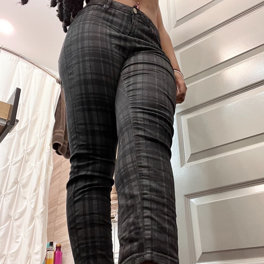 Black and Grey Plaid Pants